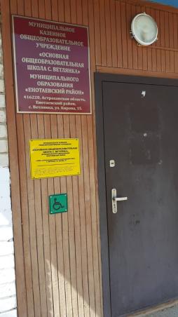 Входная дверь с названием школы